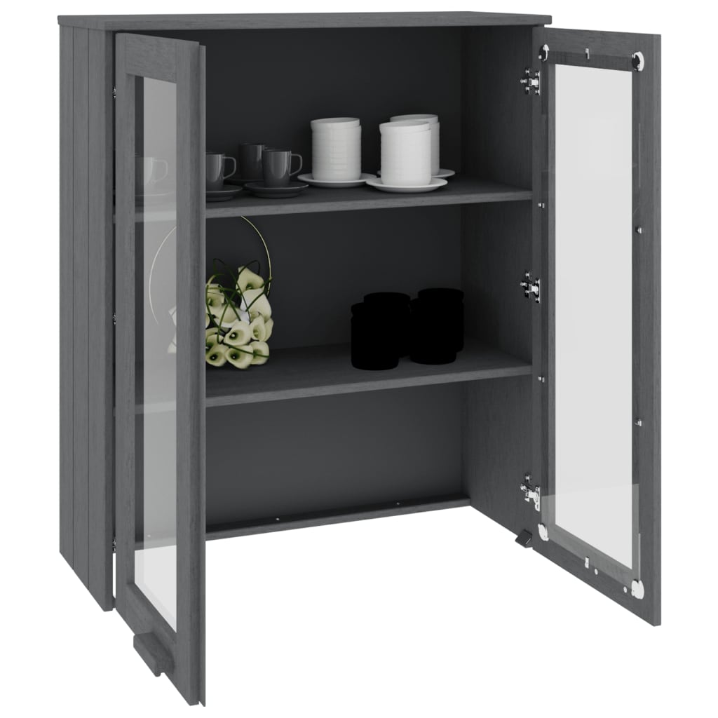 HAMAR sötétszürke tömör fenyőfa felső szekrény 85 x 35 x 100 cm