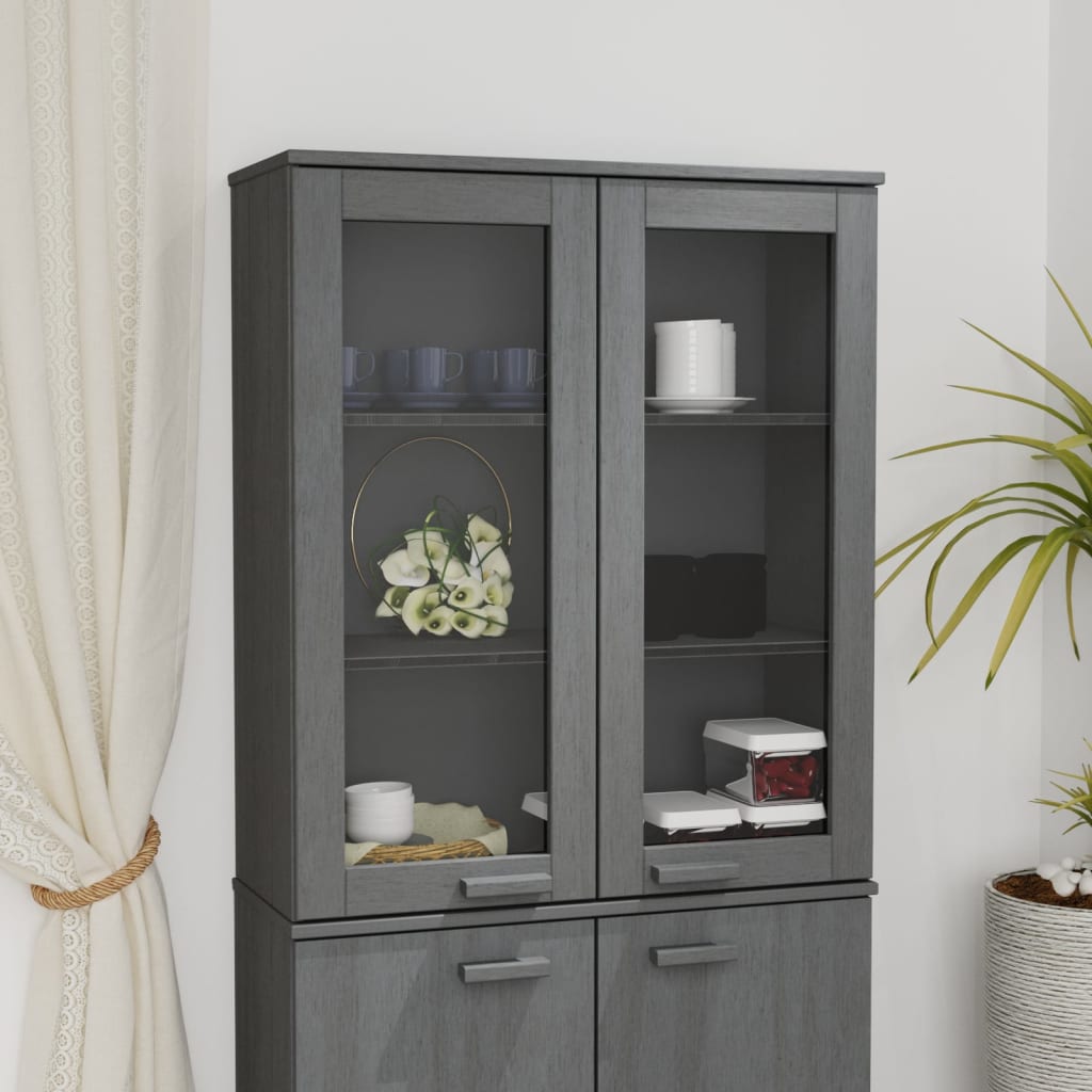 HAMAR sötétszürke tömör fenyőfa felső szekrény 85 x 35 x 100 cm
