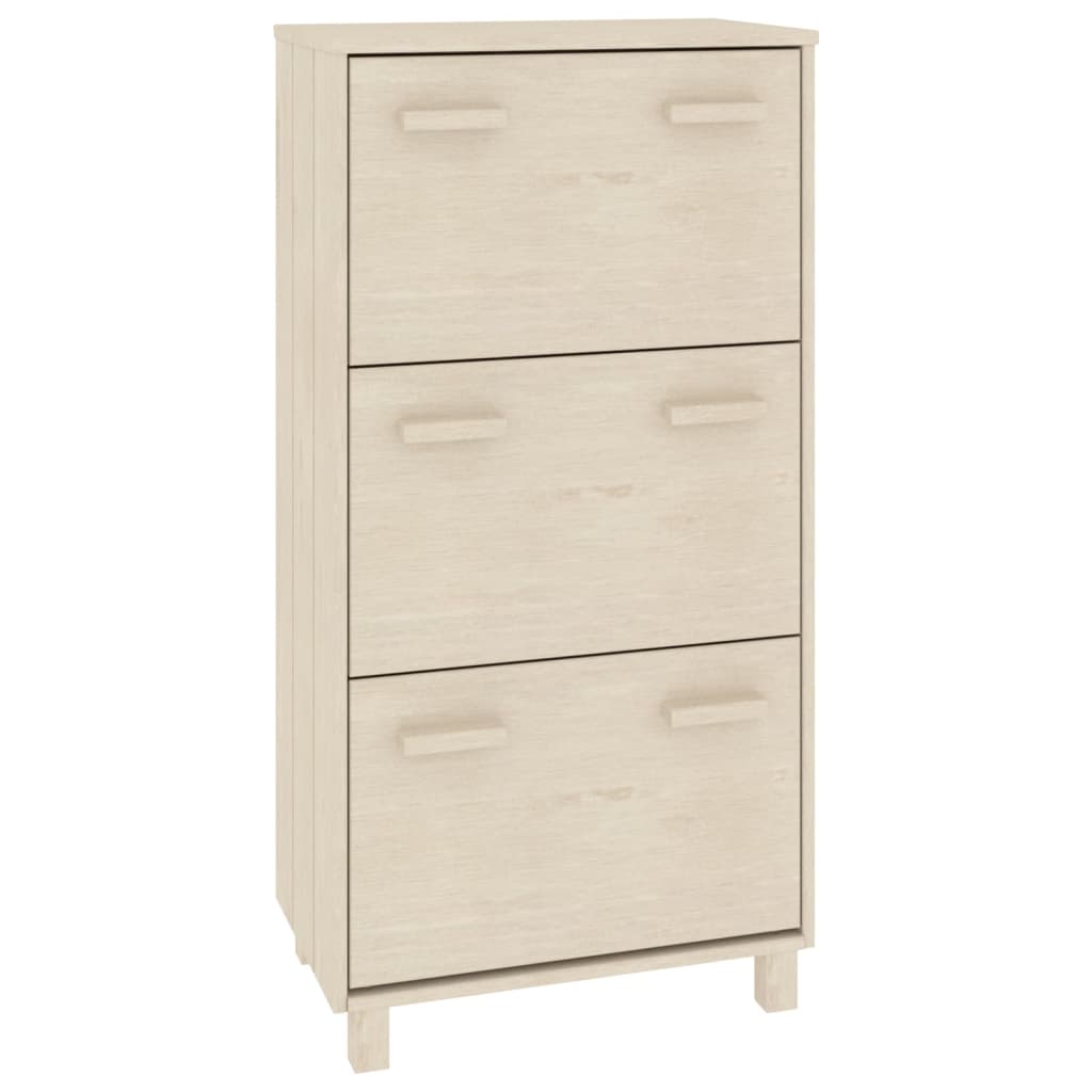 HAMAR mézbarna tömör fenyőfa cipőszekrény 59,5 x 35 x 117 cm