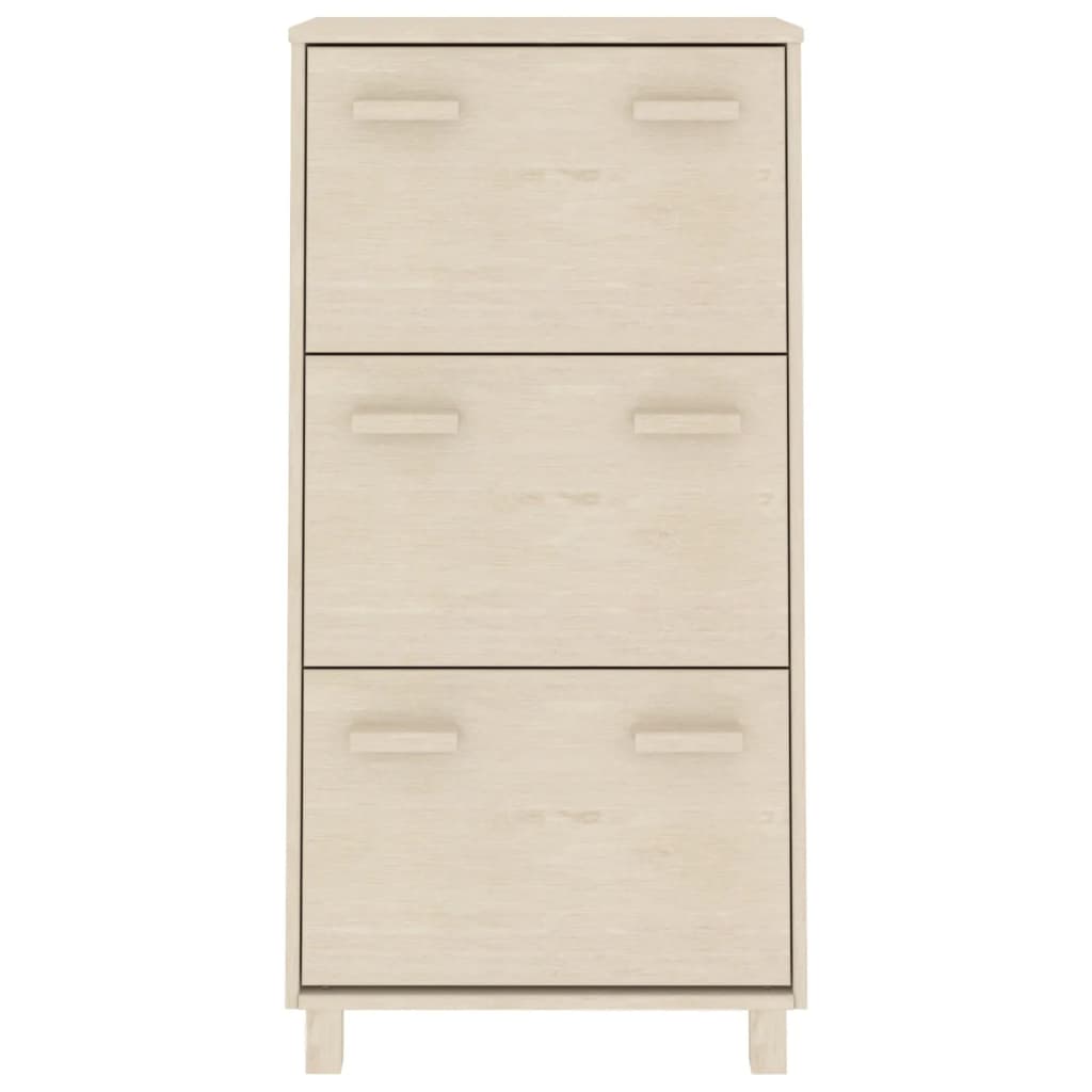 HAMAR mézbarna tömör fenyőfa cipőszekrény 59,5 x 35 x 117 cm