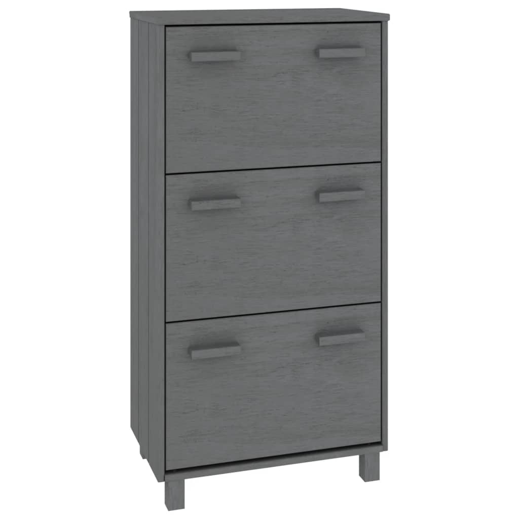 HAMAR sötétszürke tömör fenyőfa cipőszekrény 59,5 x 35 x 117 cm