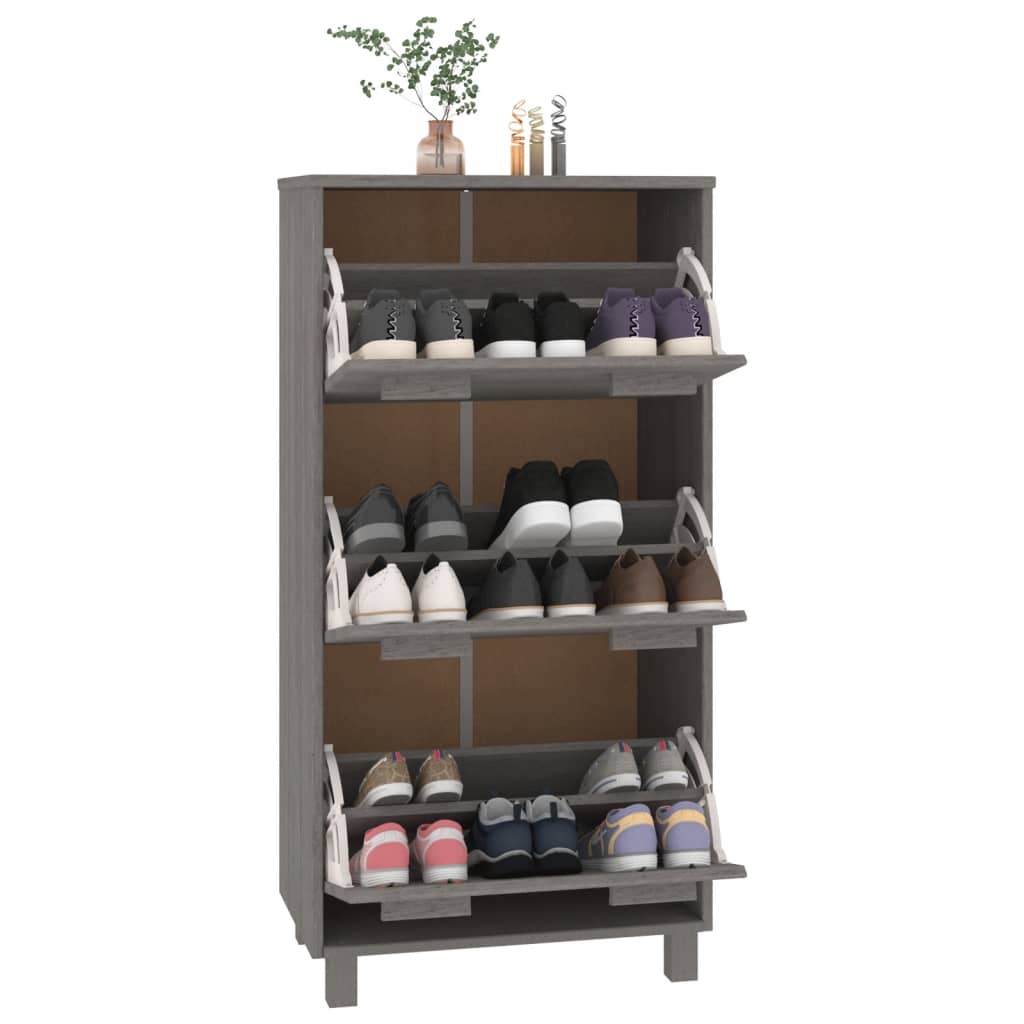 HAMAR világosszürke tömör fenyőfa cipőszekrény 59,5x35x117 cm