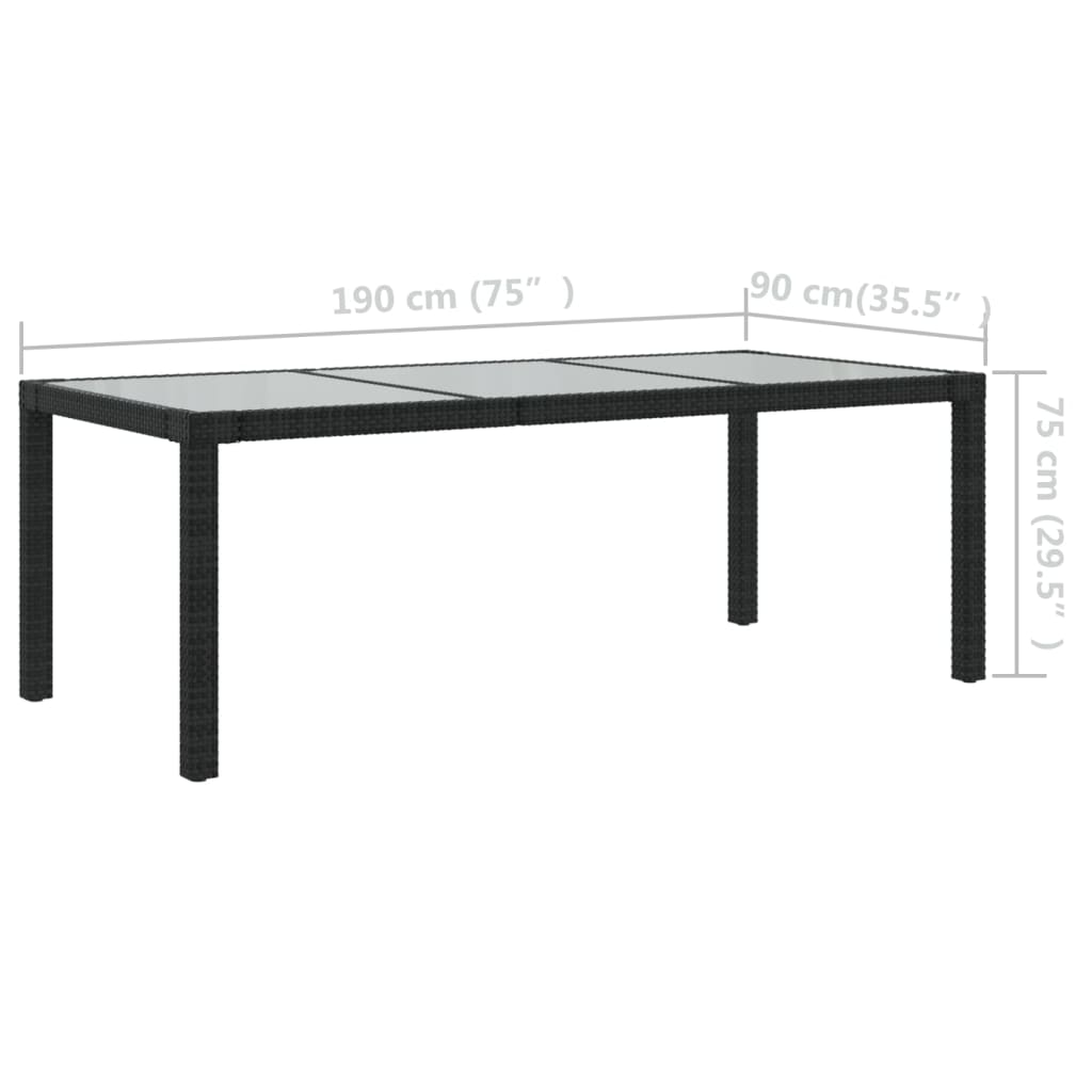9 részes fekete polyrattan kültéri étkezőszett párnákkal
