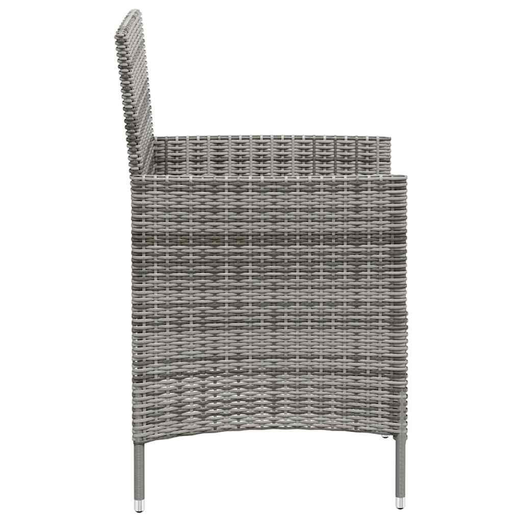 3 részes szürke polyrattan kültéri étkezőszett párnákkal