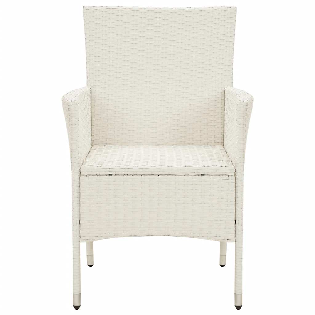 5 részes fehér polyrattan kültéri étkezőszett párnákkal