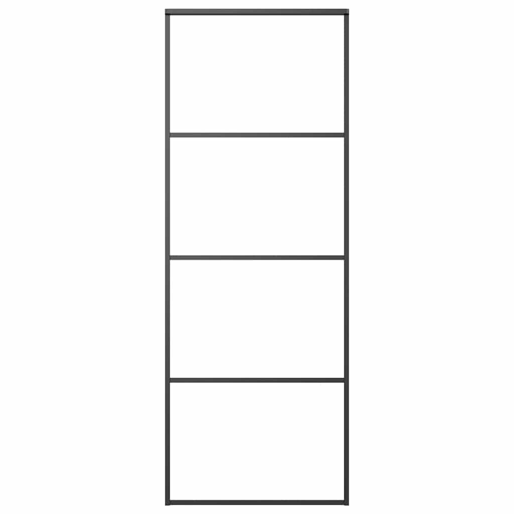 fekete matt ESG üveg és alumínium tolóajtó 76 x 205 cm