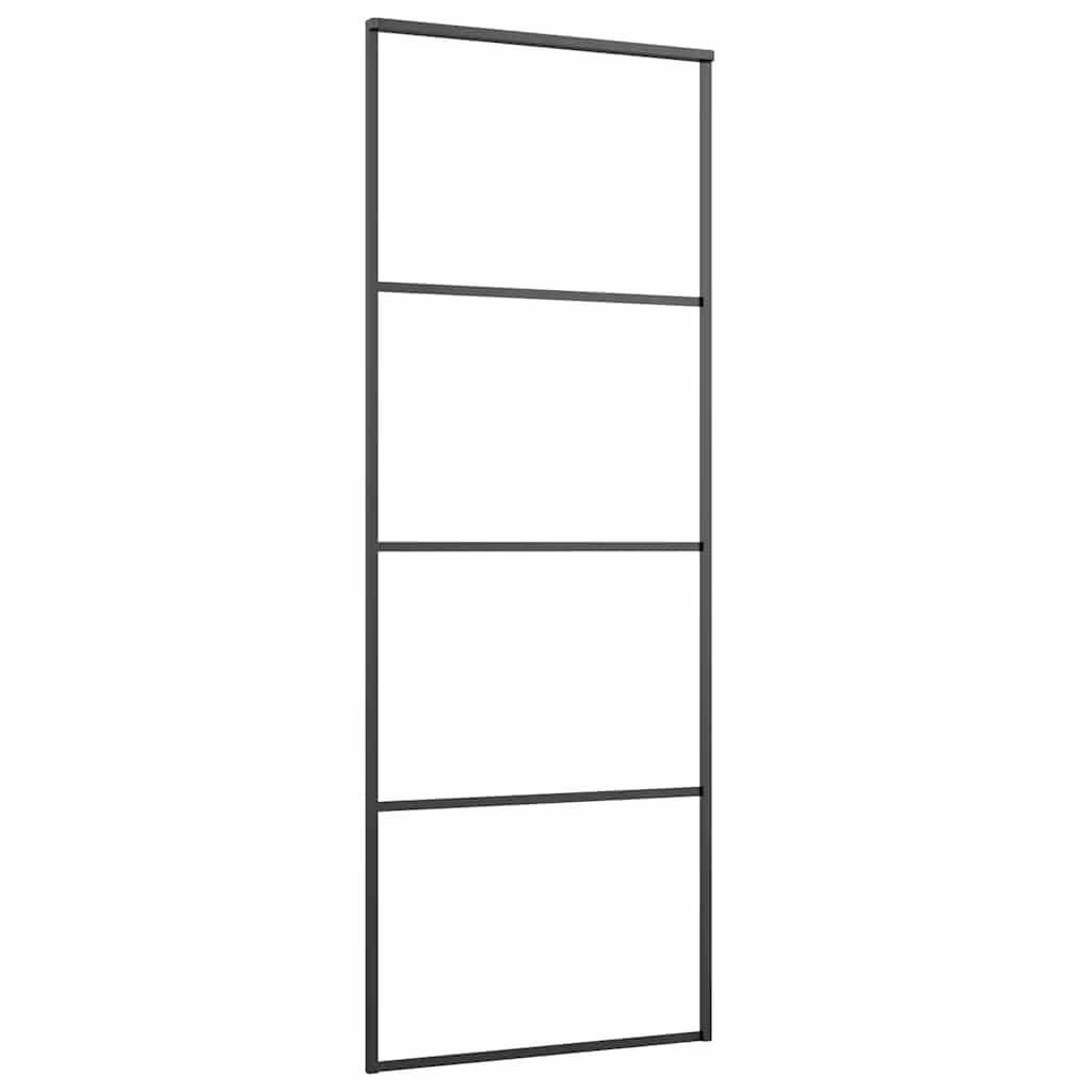 fekete matt ESG üveg és alumínium tolóajtó 76 x 205 cm