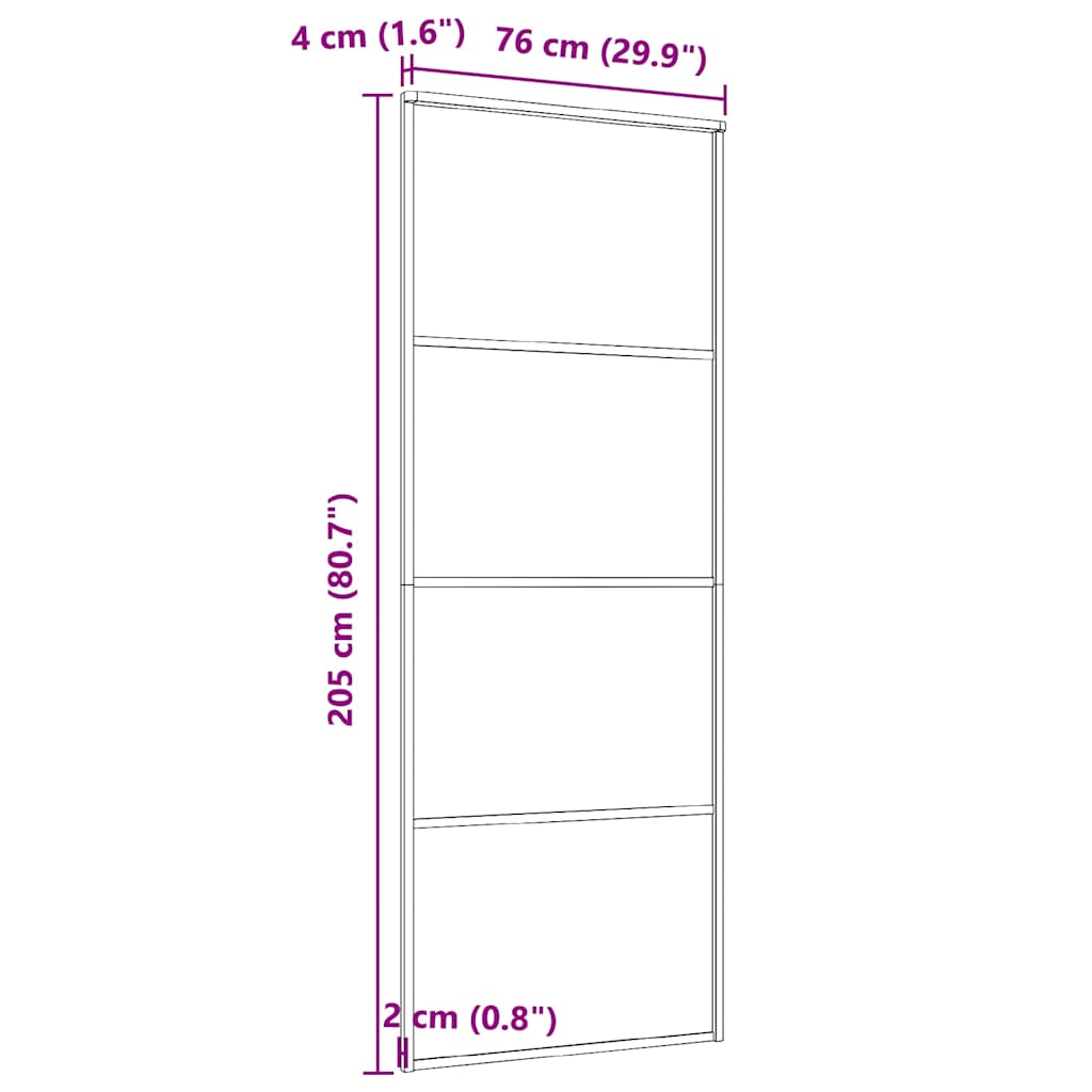 fekete matt ESG üveg és alumínium tolóajtó 76 x 205 cm