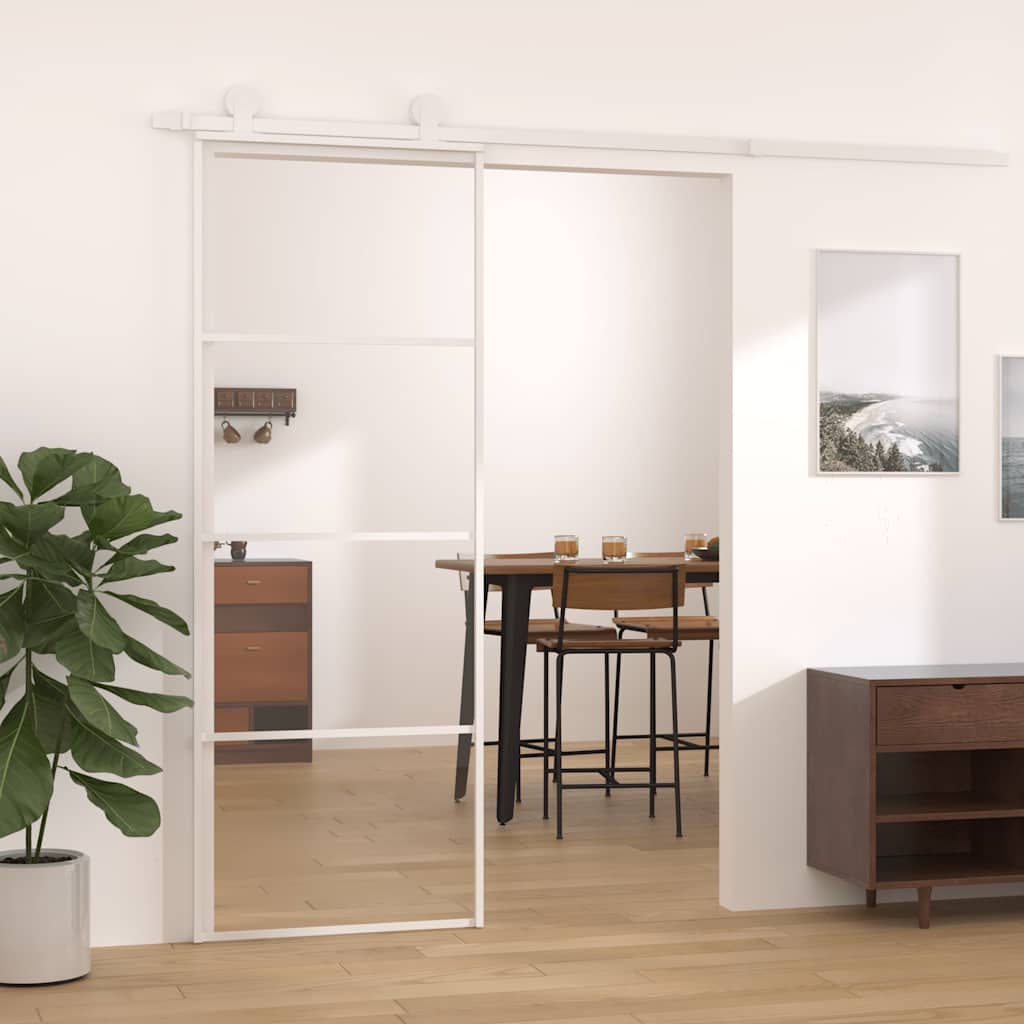 fehér ESG üveg és alumínium tolóajtó 76 x 205 cm