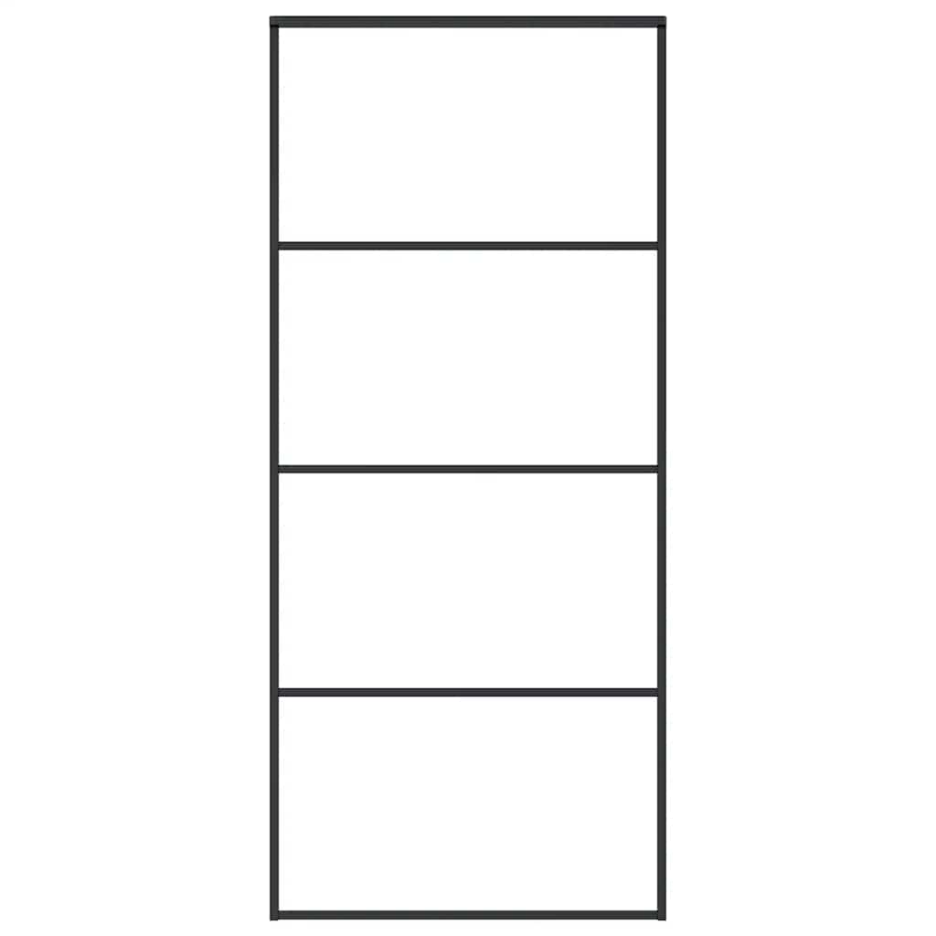 fekete matt ESG üveg és alumínium tolóajtó 90x205 cm