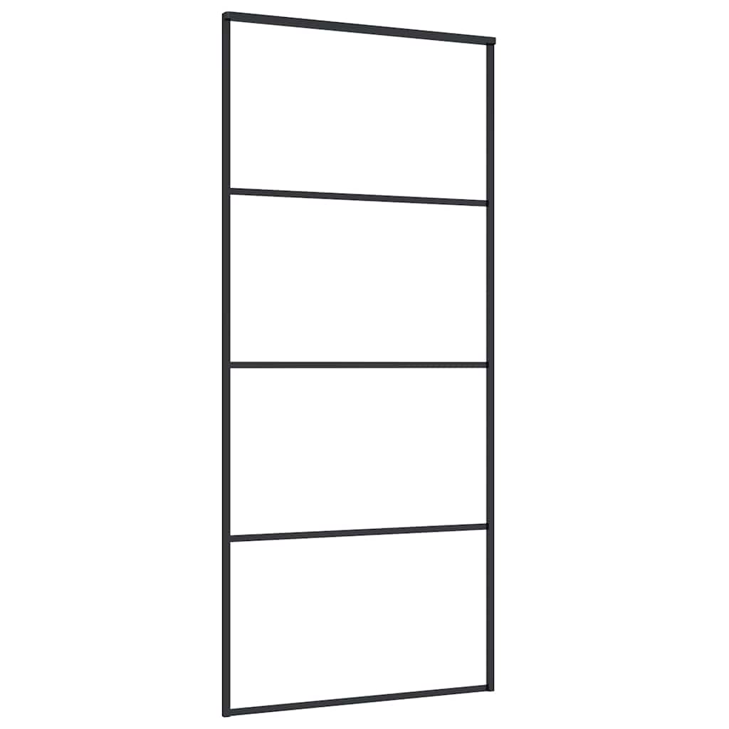 fekete matt ESG üveg és alumínium tolóajtó 90x205 cm