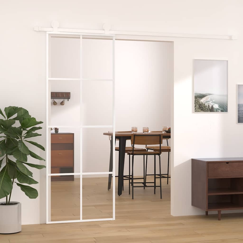 fehér ESG üveg és alumínium tolóajtó 76 x 205 cm