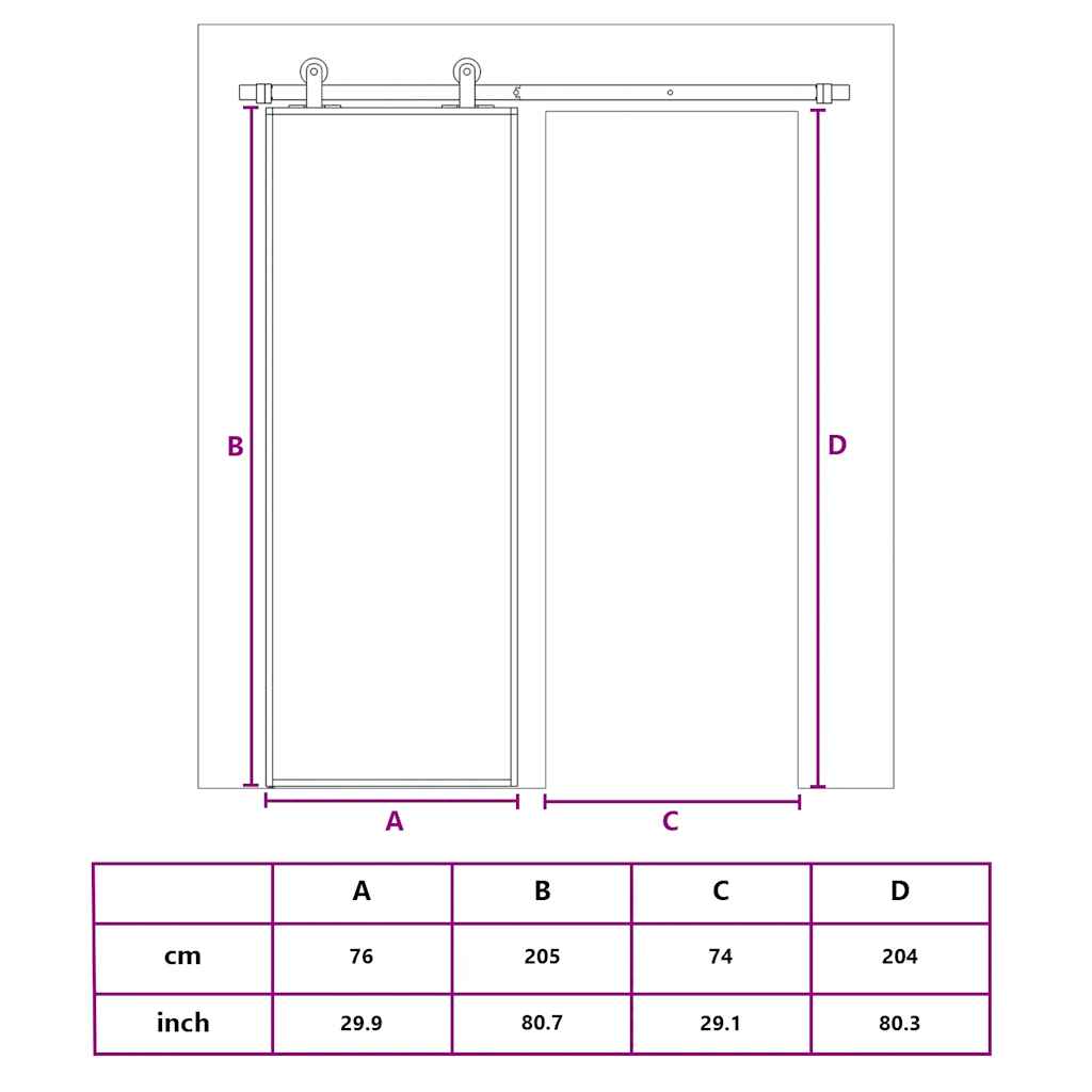 fehér matt ESG üveg és alumínium tolóajtó 76 x 205 cm