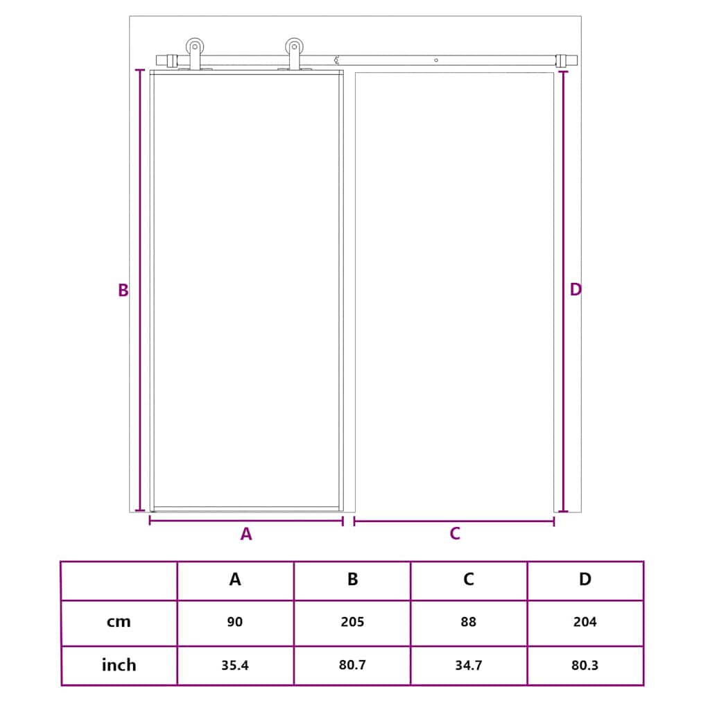 fehér ESG üveg és alumínium tolóajtó 90x205 cm
