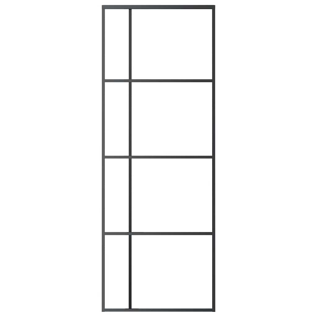 fekete ESG üveg és alumínium tolóajtó 76x205 cm