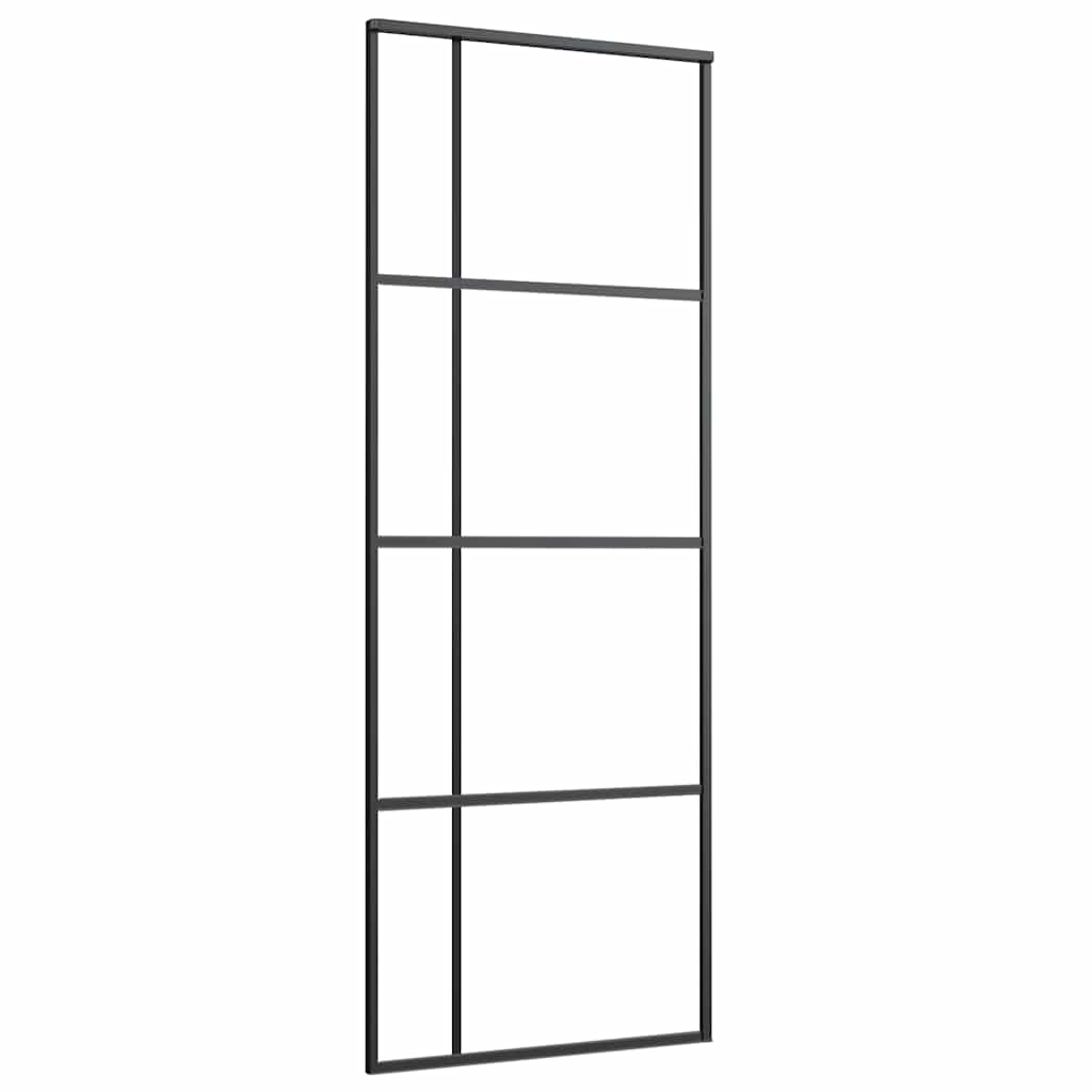 fekete matt ESG üveg és alumínium tolóajtó 76x205 cm