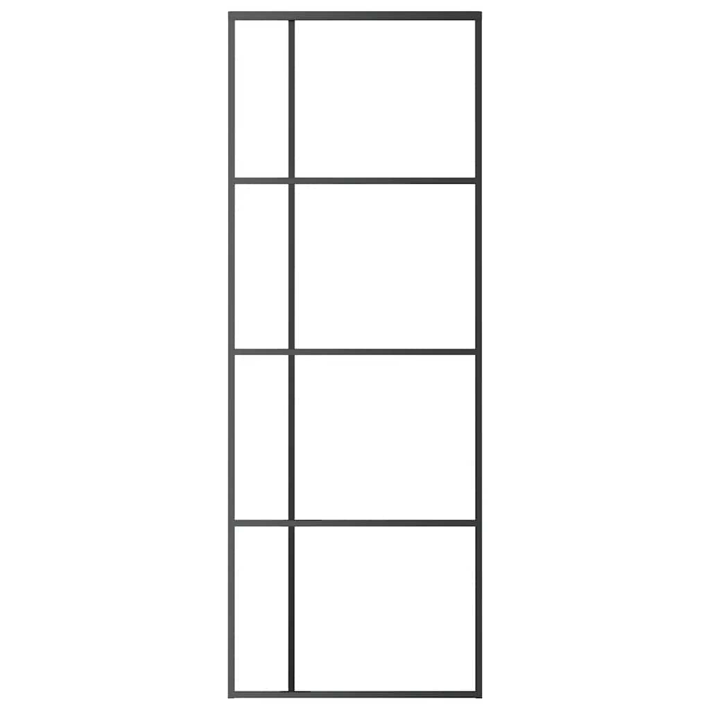 fekete matt ESG üveg és alumínium tolóajtó 76x205 cm