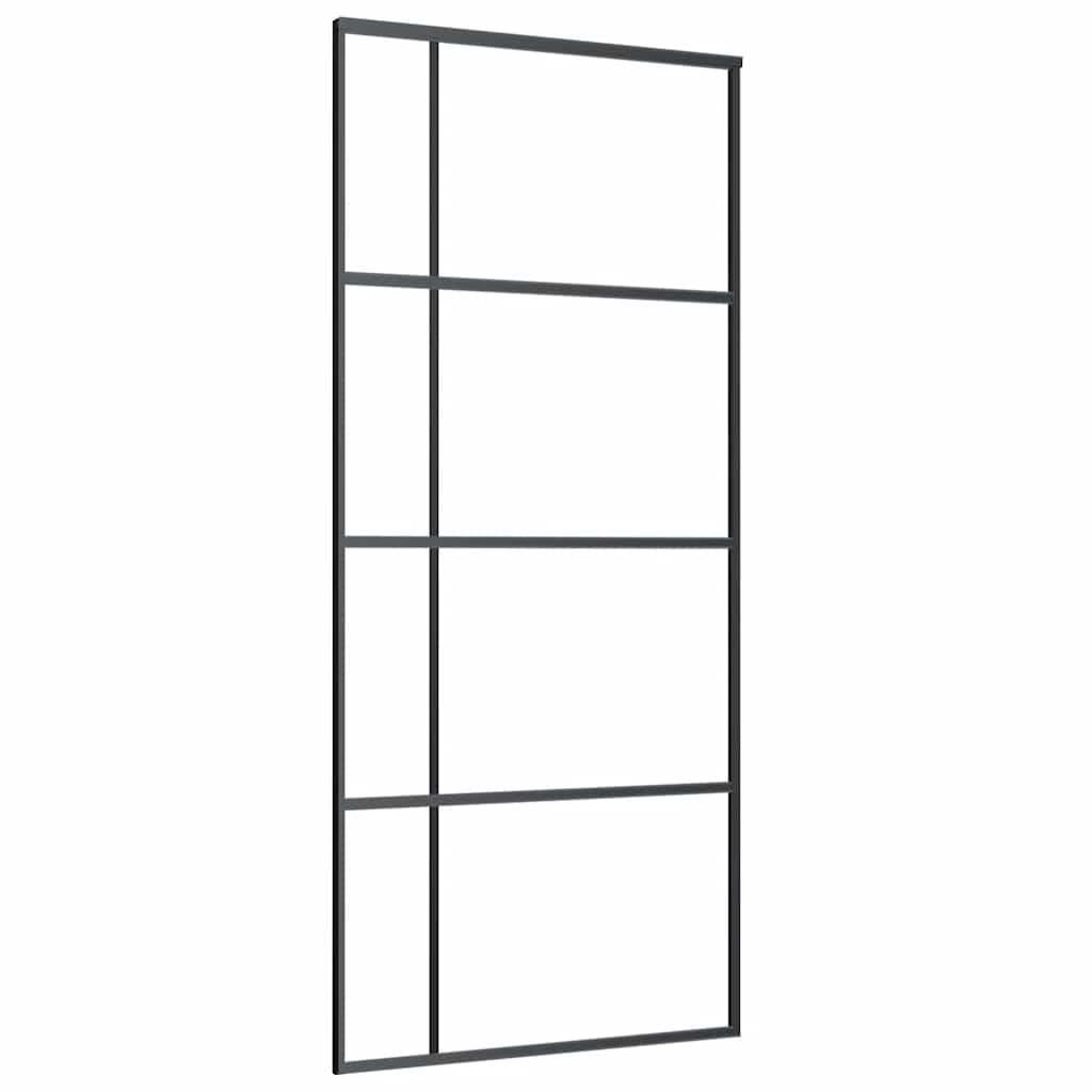 fekete matt ESG üveg és alumínium tolóajtó 90x205 cm