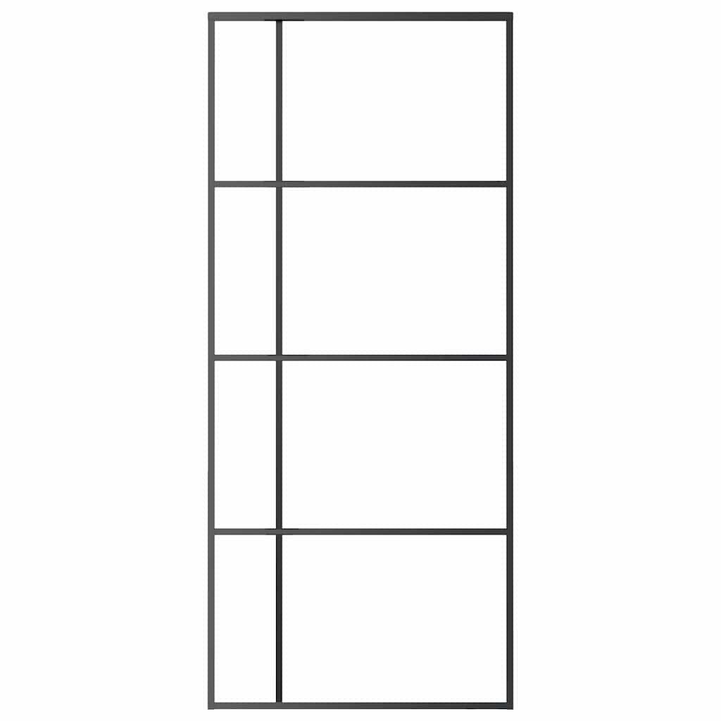 fekete matt ESG üveg és alumínium tolóajtó 90x205 cm