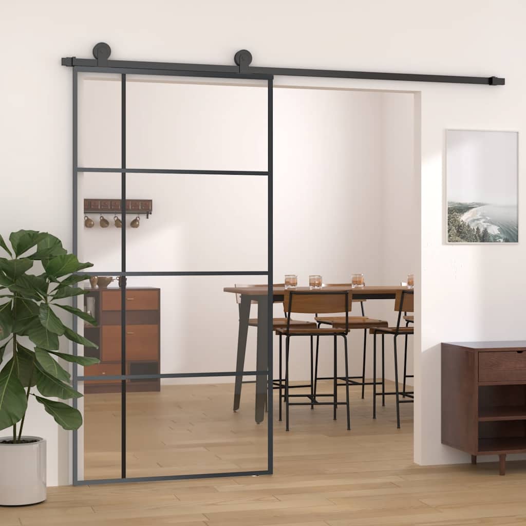 fekete ESG üveg és alumínium tolóajtó 102,5x205 cm