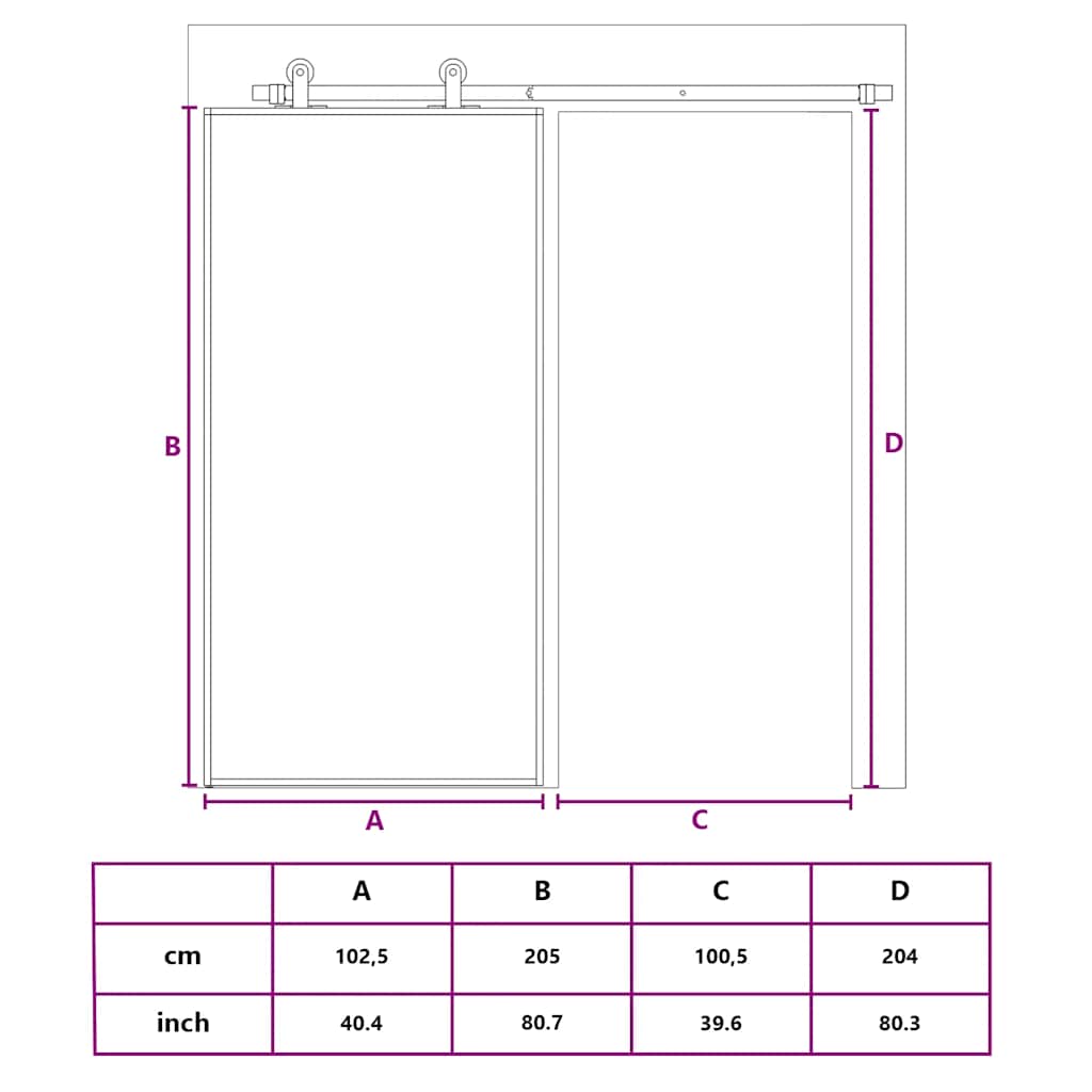 fehér matt ESG üveg és alumínium tolóajtó 102,5x205 cm