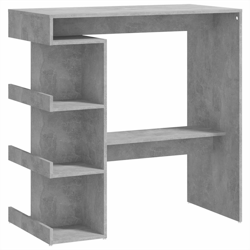 betonszürke szerelt fa bárasztal tárolópolccal 100x50x101,5 cm