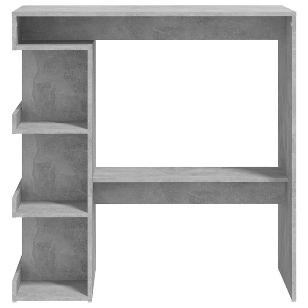 betonszürke szerelt fa bárasztal tárolópolccal 100x50x101,5 cm