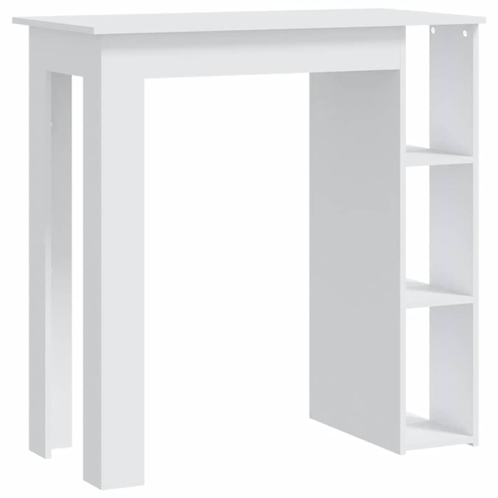 fehér szerelt fa bárasztal polccal 102 x 50 x 103,5 cm