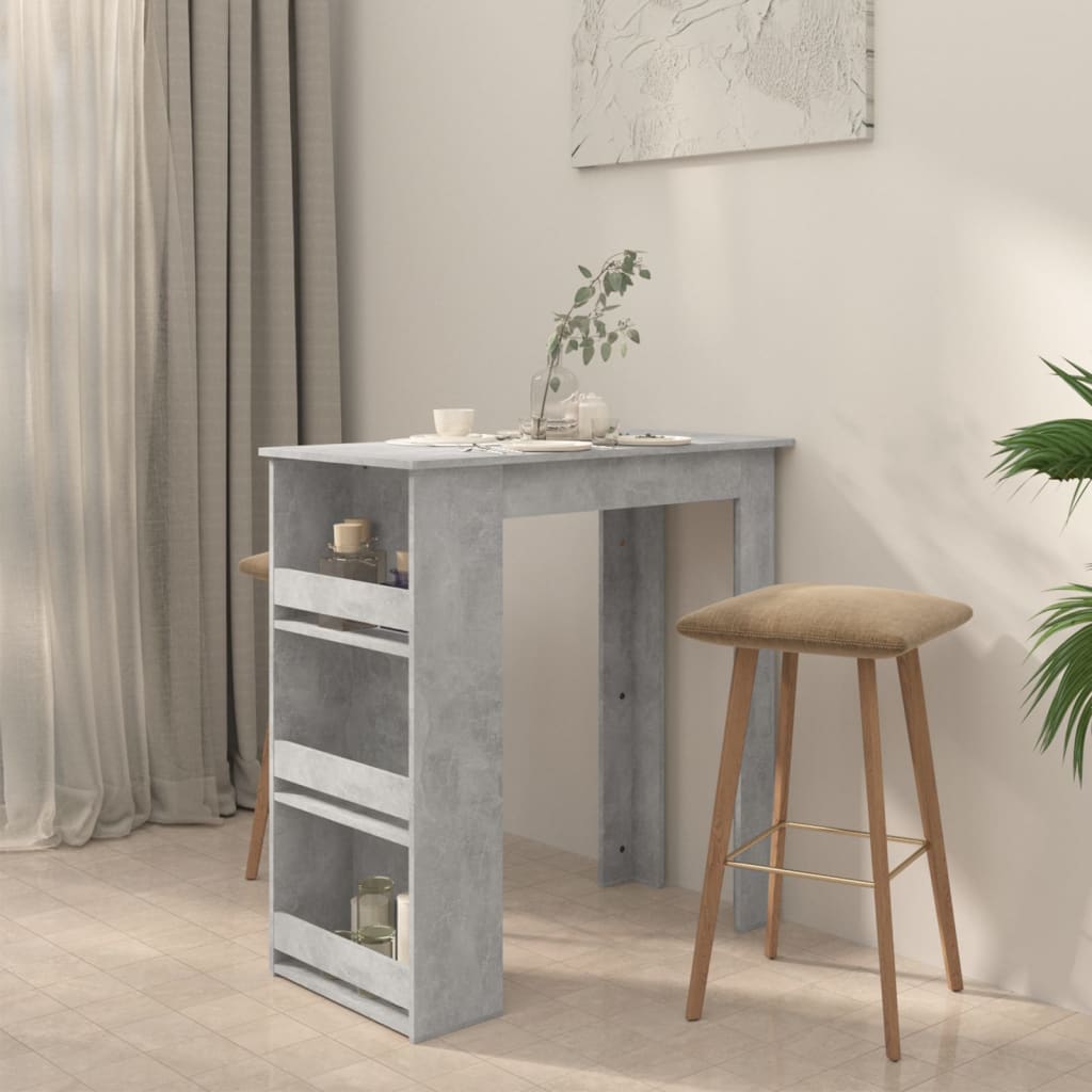 betonszürke bárasztal tárolópolccal 102 x 50 x 103,5 cm