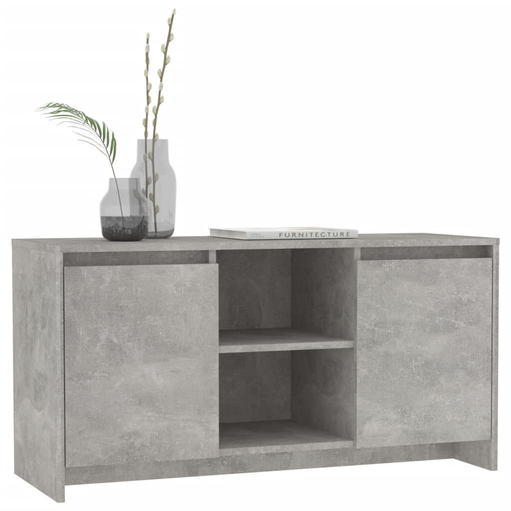 betonszürke szerelt fa TV-szekrény 100 x 35 x 55 cm
