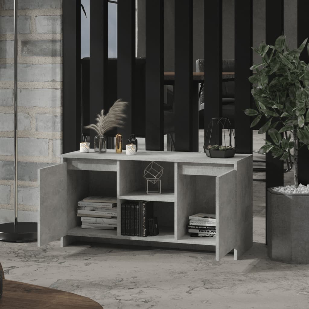 betonszürke szerelt fa TV-szekrény 100 x 35 x 55 cm