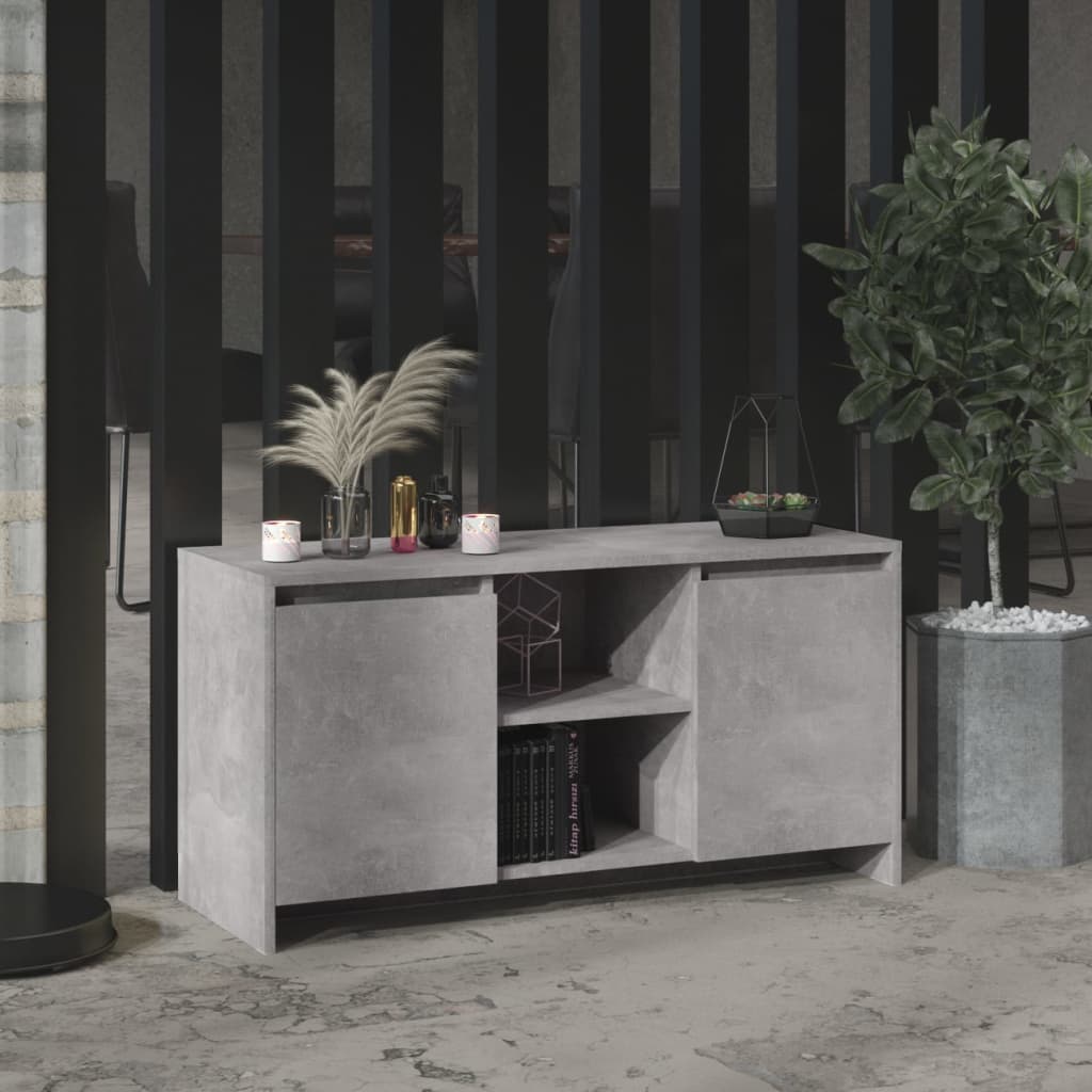 betonszürke szerelt fa TV-szekrény 100 x 35 x 55 cm