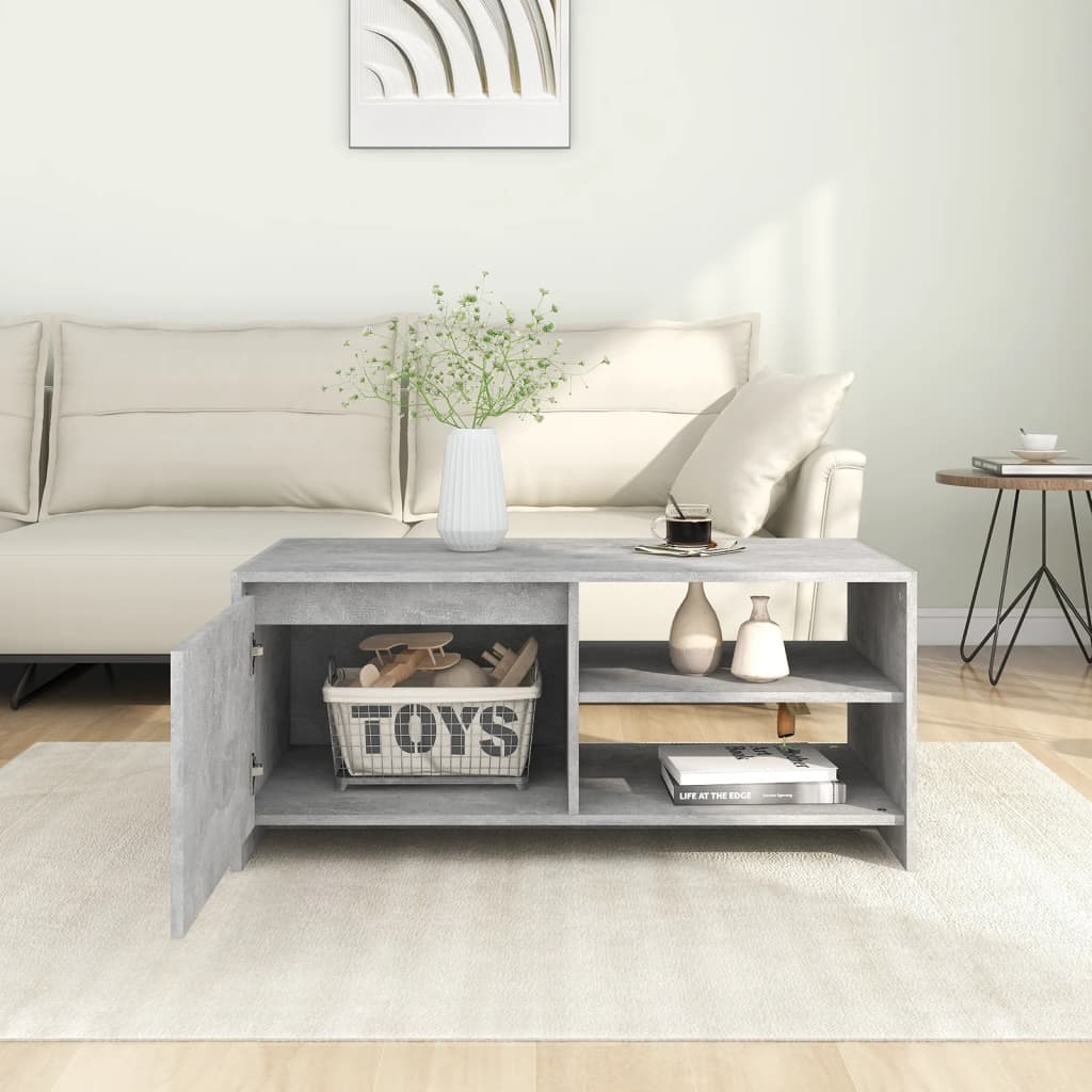 betonszürke szerelt fa dohányzóasztal 102x 50 x 45 cm