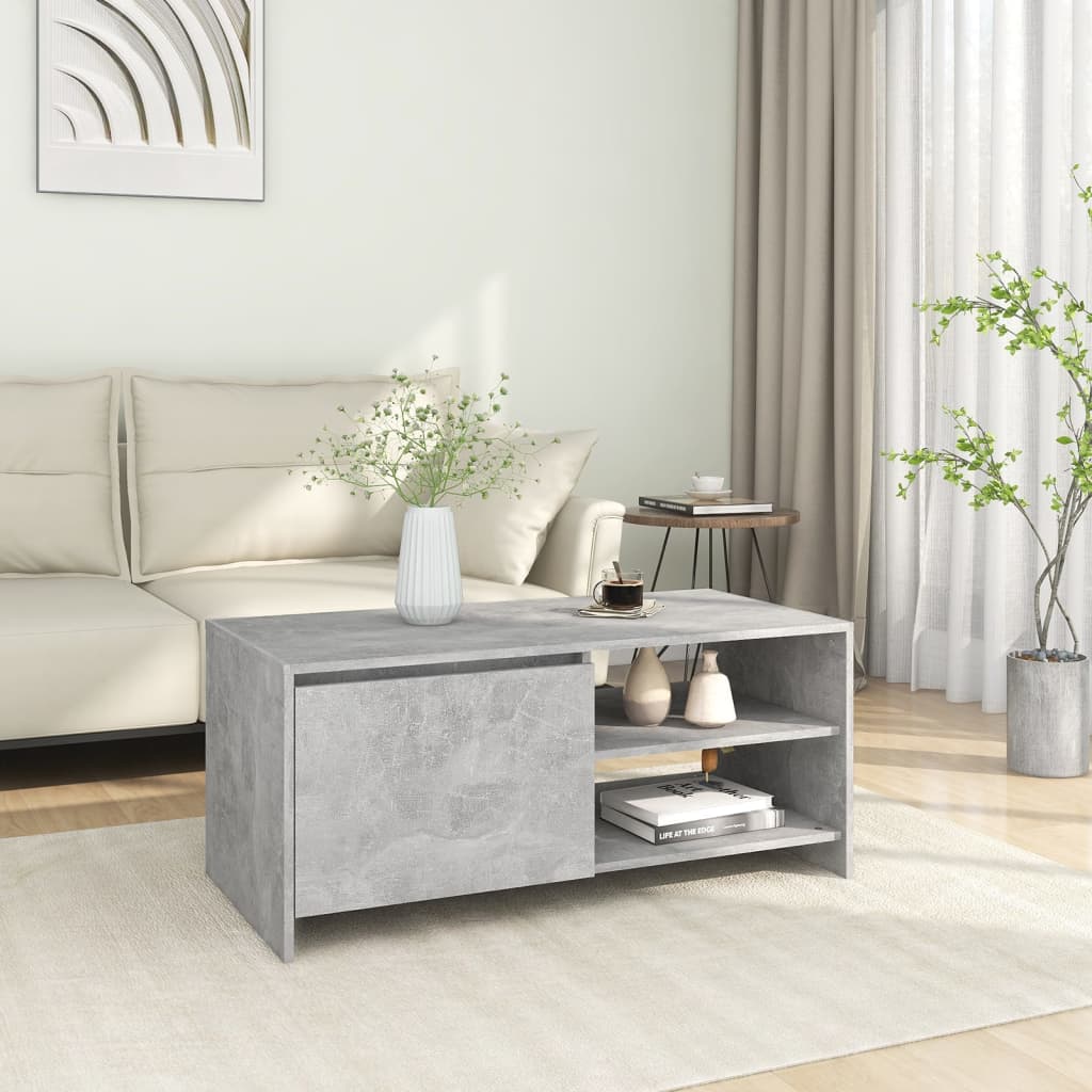 betonszürke szerelt fa dohányzóasztal 102x 50 x 45 cm