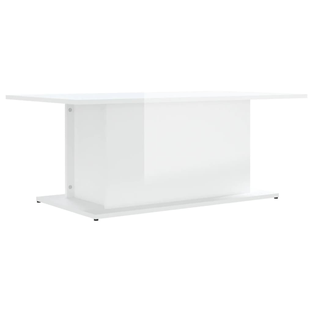magasfényű fehér szerelt fa dohányzóasztal 102x55,5x40 cm