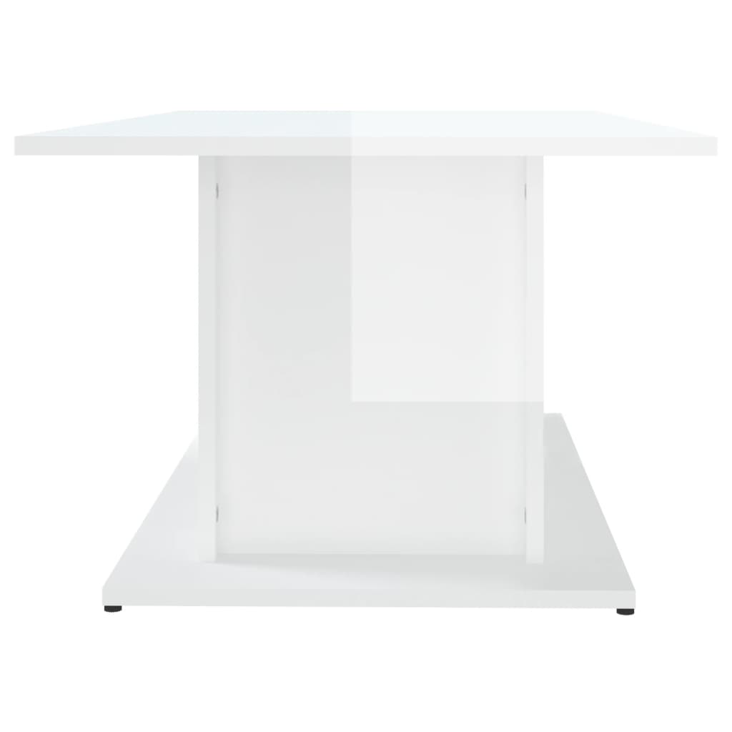 magasfényű fehér szerelt fa dohányzóasztal 102x55,5x40 cm