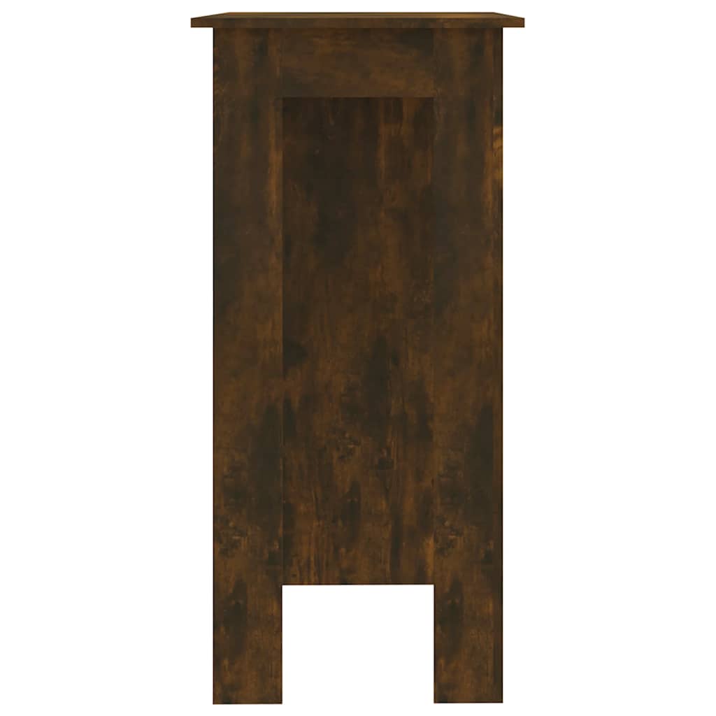 füstös tölgy színű szerelt fa bárasztal polccal 102x50x103,5 cm