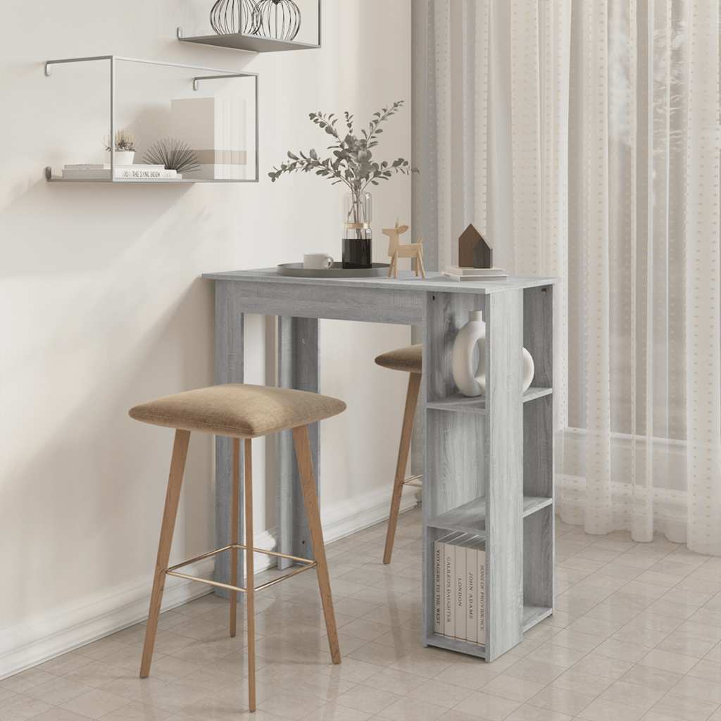 szürke sonoma szerelt fa bárasztal polccal 102 x 50 x 103,5 cm