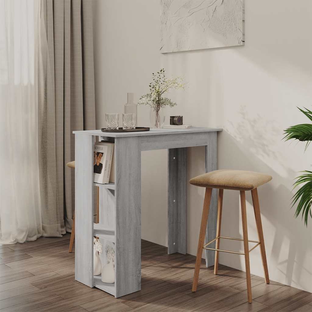 szürke sonoma szerelt fa bárasztal polccal 102 x 50 x 103,5 cm