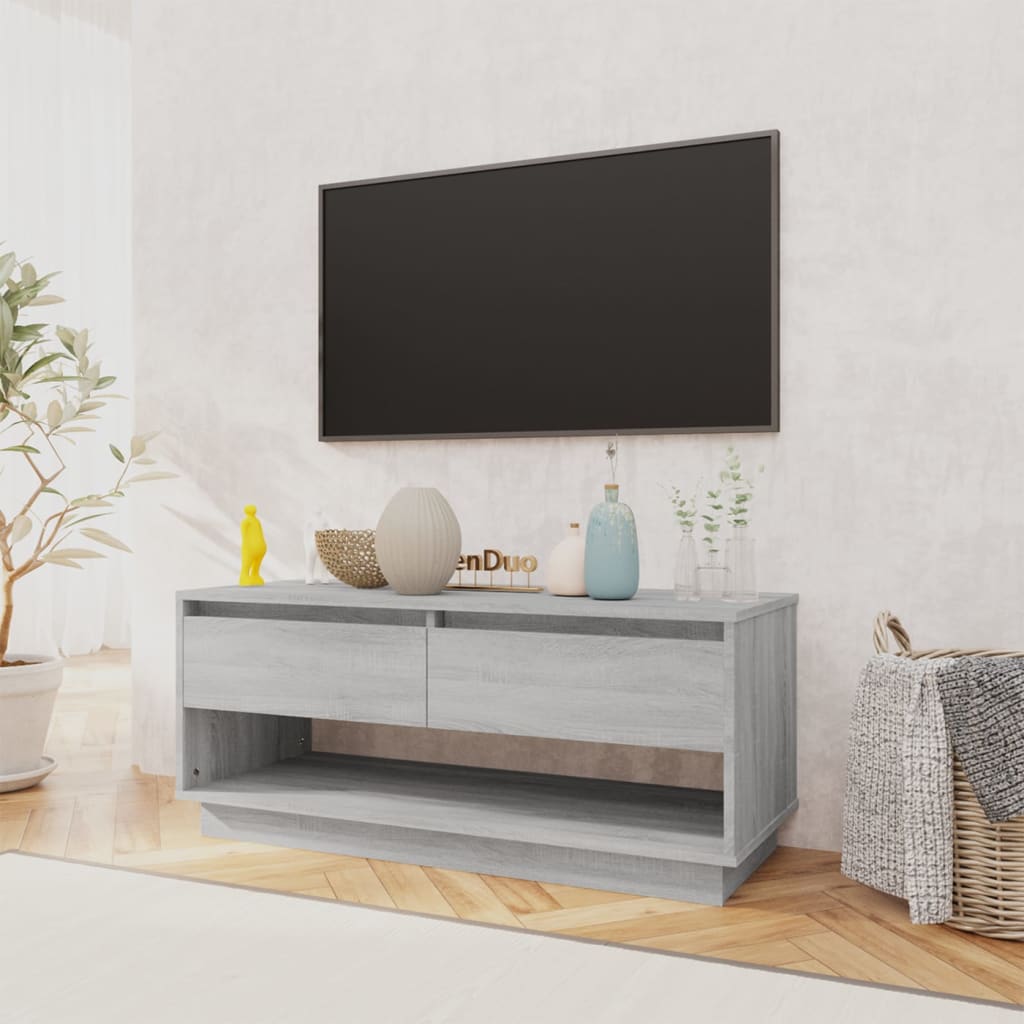 szürke sonoma színű szerelt fa TV-szekrény 102x41x44 cm