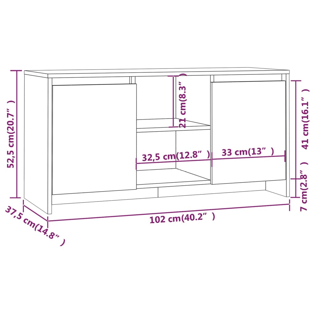 füstös tölgy színű szerelt fa TV-szekrény 102x37,5x52,5 cm