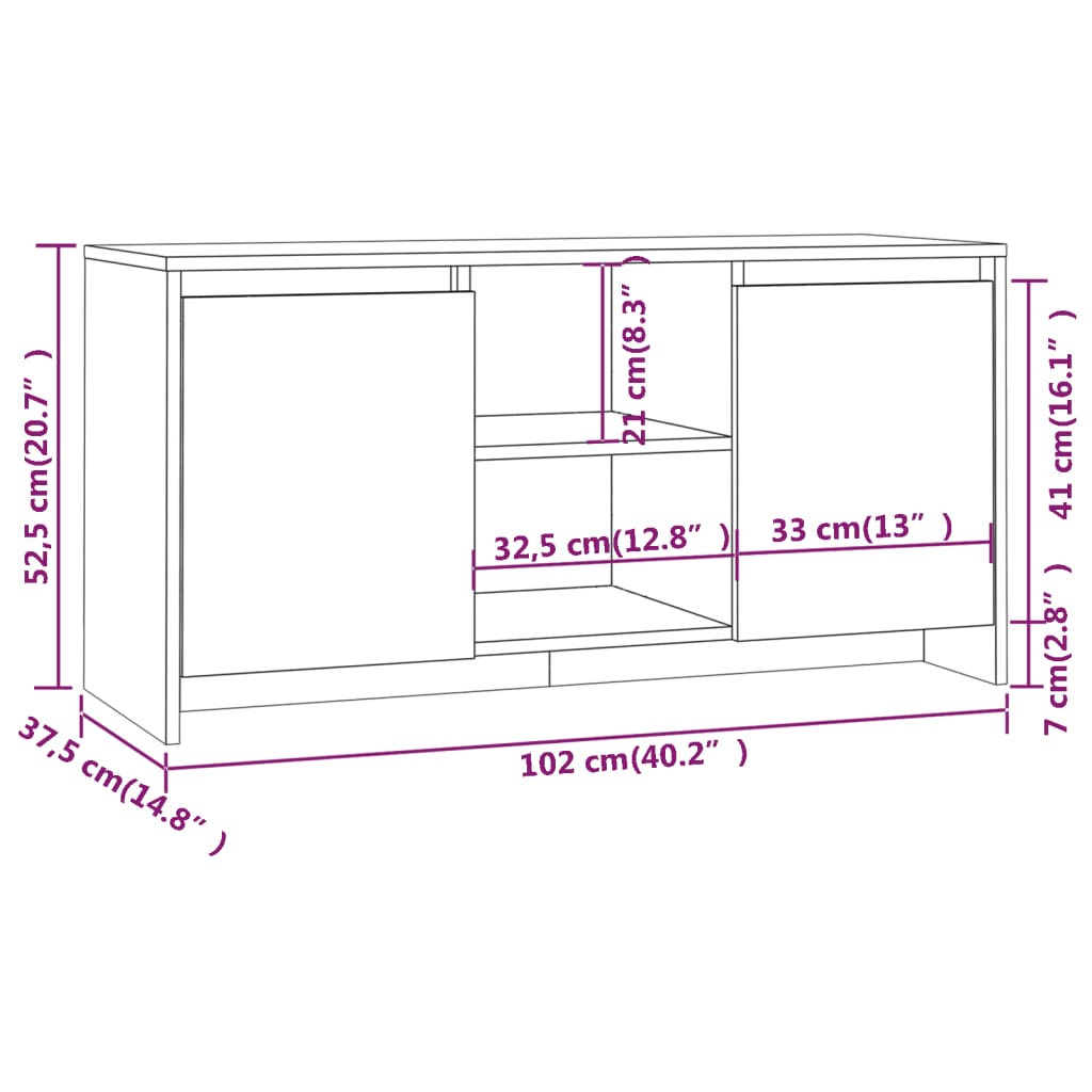 szürke sonoma szerelt fa TV-szekrény 102x37,5x52,5 cm