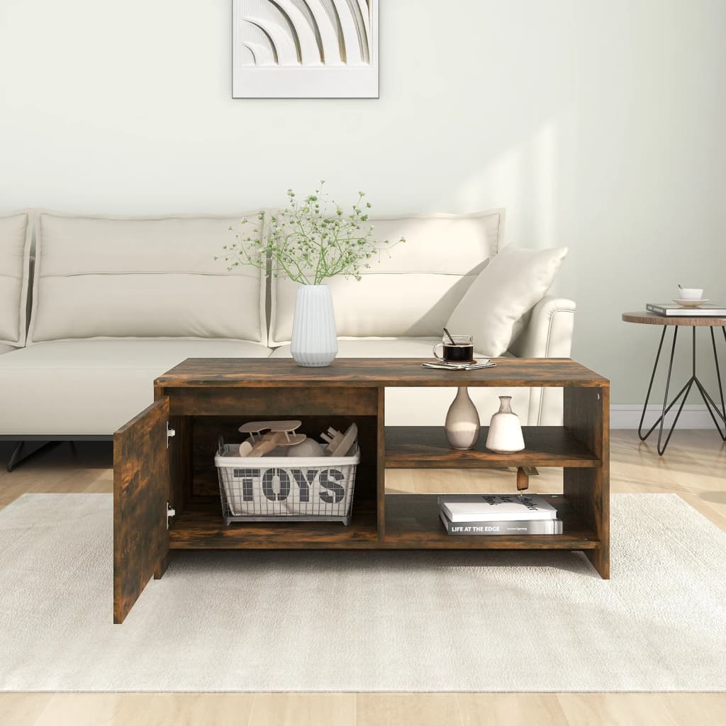 füstös tölgy színű szerelt fa dohányzóasztal 102 x 50 x 45 cm