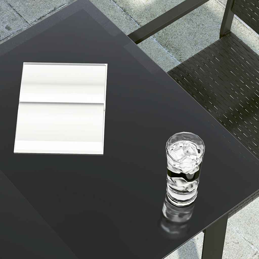 fekete acél és üveg kerti étkezőasztal 140 x 70 x 74 cm