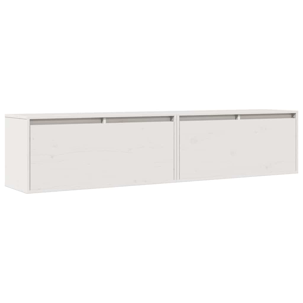 2 db fehér tömör fenyőfa faliszekrény 80 x 30 x 35 cm