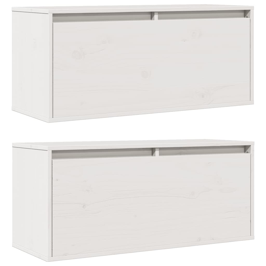 2 db fehér tömör fenyőfa faliszekrény 80 x 30 x 35 cm