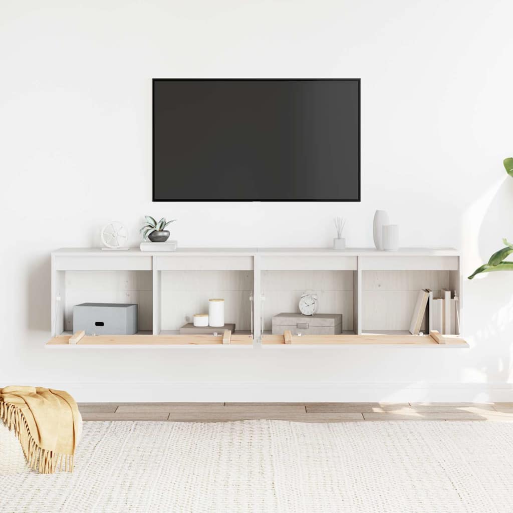 2 db fehér tömör fenyőfa faliszekrény 80 x 30 x 35 cm