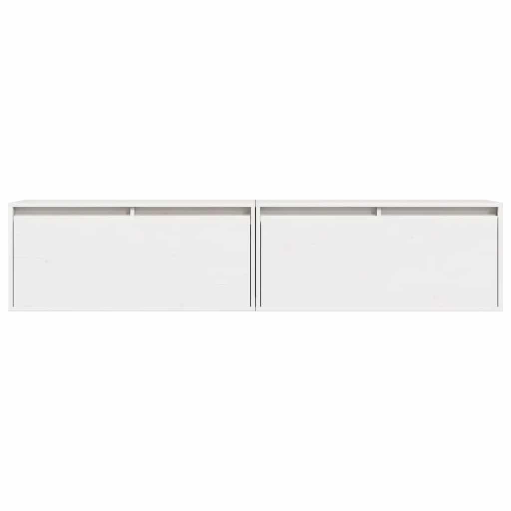 2 db fehér tömör fenyőfa faliszekrény 80 x 30 x 35 cm