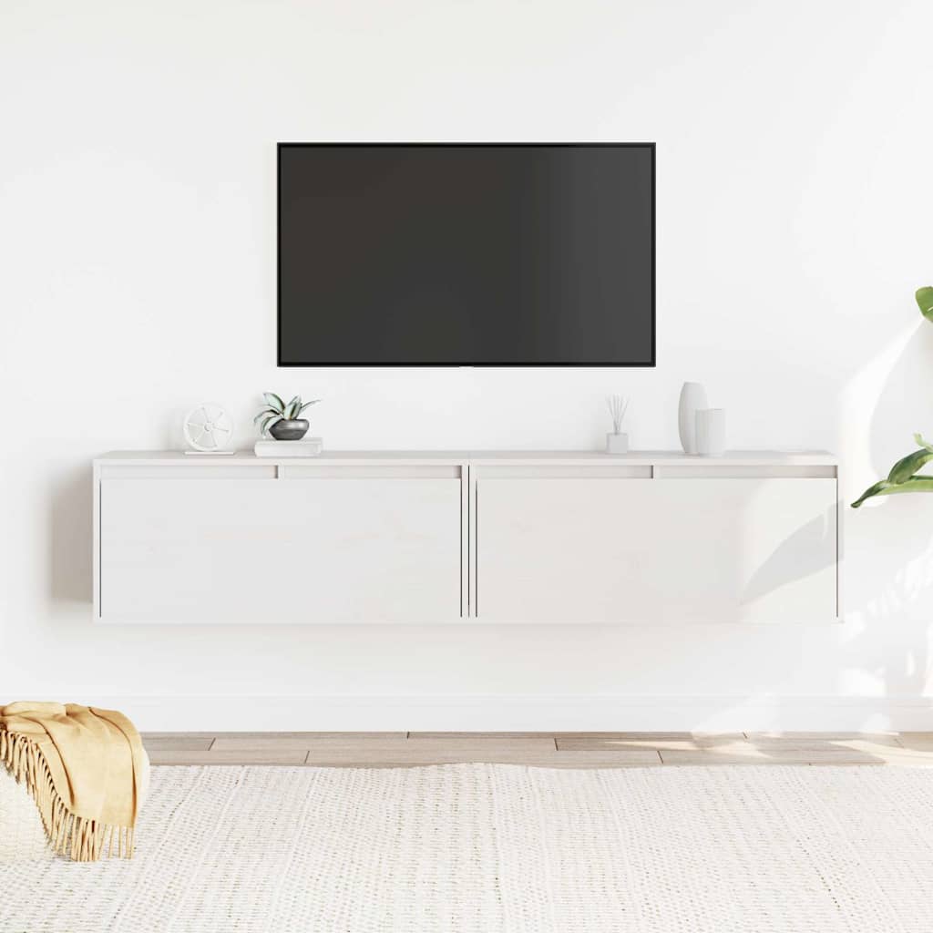 2 db fehér tömör fenyőfa faliszekrény 80 x 30 x 35 cm
