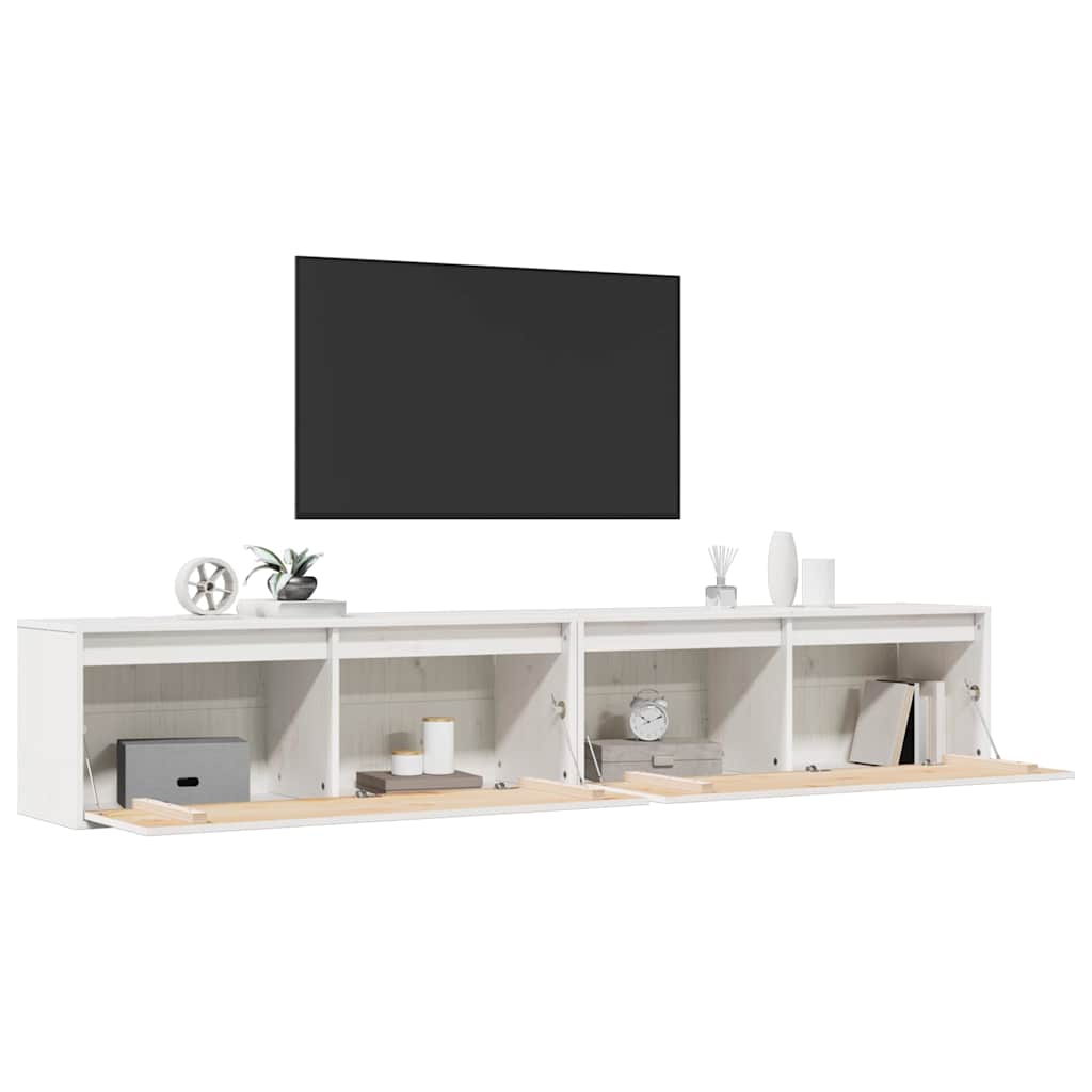 2 darab fehér tömör fenyőfa faliszekrény 100 x 30 x 35 cm